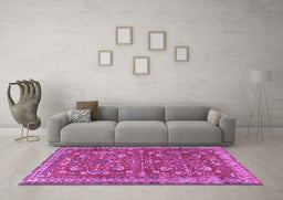 Machine Washable Persian Purple Traditional Area Rugs in a Living Room, wshtr3689pur