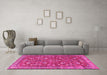 Machine Washable Persian Pink Traditional Rug in a Living Room, wshtr3689pnk