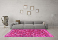 Machine Washable Persian Pink Traditional Rug, wshtr3689pnk