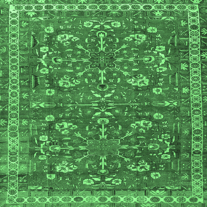 Square Persian Emerald Green Traditional Rug, tr3689emgrn