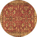 Round Machine Washable Persian Brown Traditional Rug, wshtr3689brn