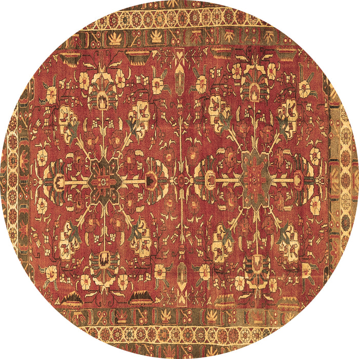 Round Persian Brown Traditional Rug, tr3689brn