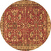 Round Persian Brown Traditional Rug, tr3689brn