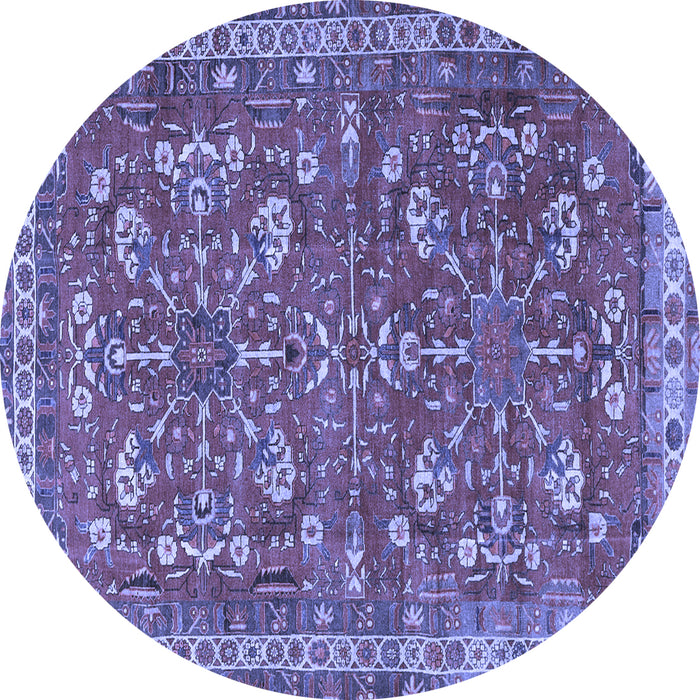 Round Persian Blue Traditional Rug, tr3689blu