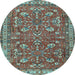 Round Persian Light Blue Traditional Rug, tr3689lblu