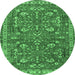 Round Persian Emerald Green Traditional Rug, tr3689emgrn