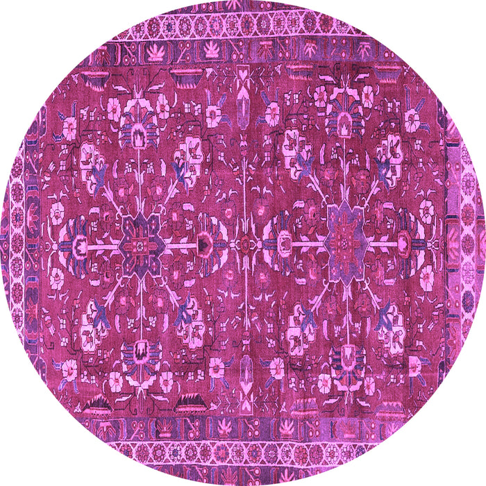 Round Persian Purple Traditional Rug, tr3689pur
