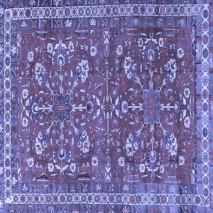 Square Machine Washable Persian Blue Traditional Rug, wshtr3689blu