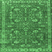 Square Machine Washable Persian Emerald Green Traditional Area Rugs, wshtr3689emgrn