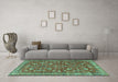 Machine Washable Persian Turquoise Traditional Area Rugs in a Living Room,, wshtr3689turq