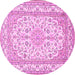 Round Medallion Pink Traditional Rug, tr368pnk