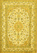 Machine Washable Medallion Yellow Traditional Rug, wshtr368yw