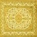 Square Medallion Yellow Traditional Rug, tr368yw