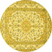 Round Medallion Yellow Traditional Rug, tr368yw