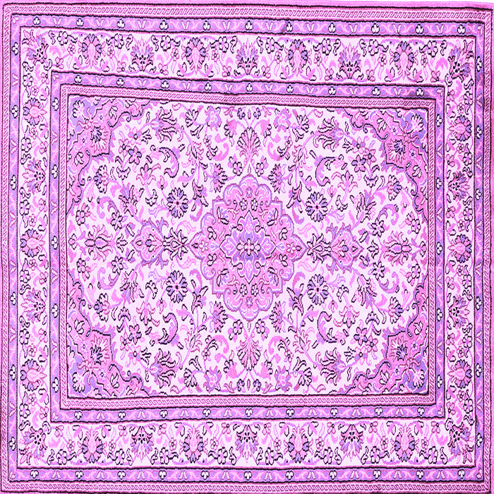Square Machine Washable Medallion Purple Traditional Area Rugs, wshtr368pur