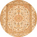 Square Medallion Orange Traditional Rug, tr368org