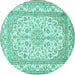 Round Medallion Turquoise Traditional Rug, tr368turq