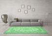 Machine Washable Medallion Emerald Green Traditional Area Rugs in a Living Room,, wshtr368emgrn