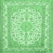 Square Medallion Emerald Green Traditional Rug, tr368emgrn