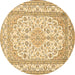 Round Medallion Brown Traditional Rug, tr368brn