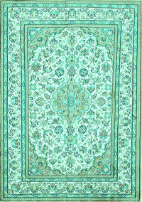 Medallion Turquoise Traditional Rug, tr368turq