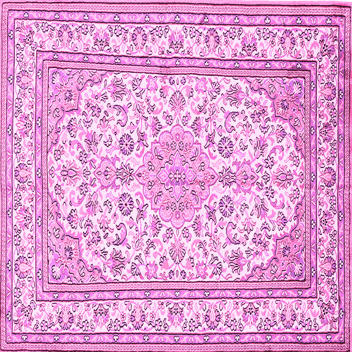 Square Machine Washable Medallion Pink Traditional Rug, wshtr368pnk