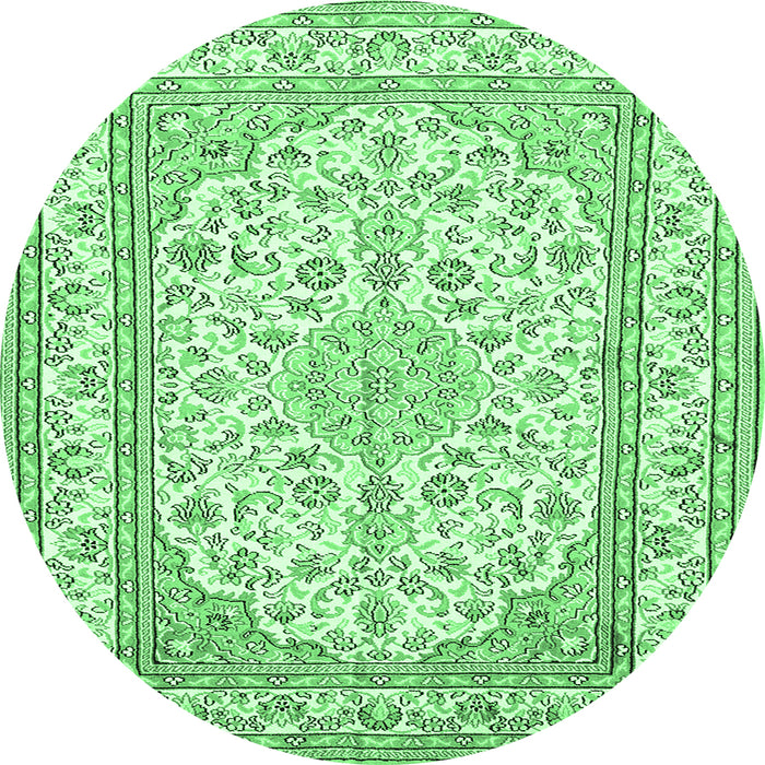 Round Medallion Emerald Green Traditional Rug, tr368emgrn