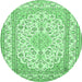 Round Medallion Emerald Green Traditional Rug, tr368emgrn