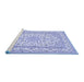 Sideview of Machine Washable Medallion Blue Traditional Rug, wshtr368blu