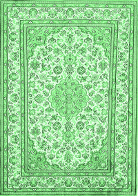 Medallion Emerald Green Traditional Rug, tr368emgrn