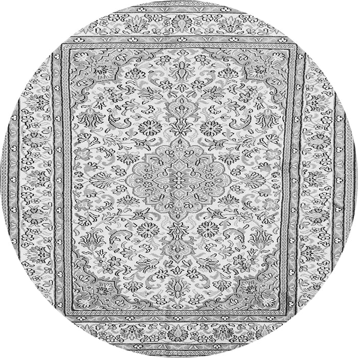 Machine Washable Medallion Gray Traditional Rug, wshtr368gry