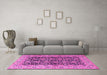 Machine Washable Persian Pink Traditional Rug in a Living Room, wshtr3690pnk