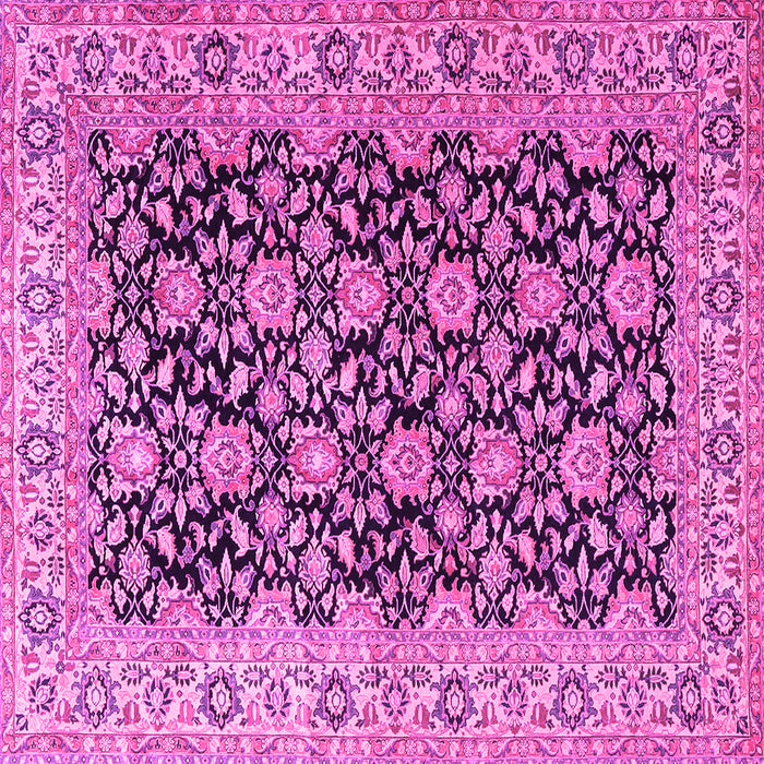 Square Machine Washable Persian Pink Traditional Rug, wshtr3690pnk