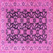 Square Machine Washable Persian Pink Traditional Rug, wshtr3690pnk