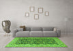 Machine Washable Persian Green Traditional Area Rugs in a Living Room,, wshtr3690grn