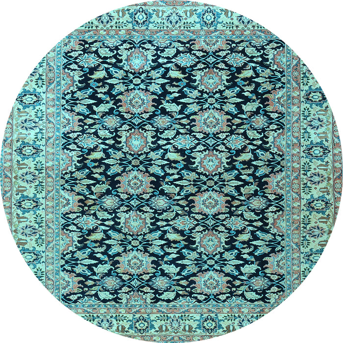 Round Persian Light Blue Traditional Rug, tr3690lblu