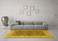 Machine Washable Persian Yellow Traditional Rug, wshtr3690yw