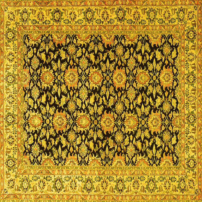 Square Persian Yellow Traditional Rug, tr3690yw