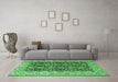 Machine Washable Persian Emerald Green Traditional Area Rugs in a Living Room,, wshtr3690emgrn