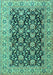 Machine Washable Persian Turquoise Traditional Area Rugs, wshtr3690turq