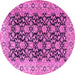 Round Machine Washable Persian Pink Traditional Rug, wshtr3690pnk