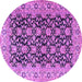 Round Machine Washable Persian Purple Traditional Area Rugs, wshtr3690pur