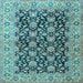 Square Machine Washable Persian Light Blue Traditional Rug, wshtr3690lblu