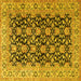 Square Machine Washable Persian Yellow Traditional Rug, wshtr3690yw