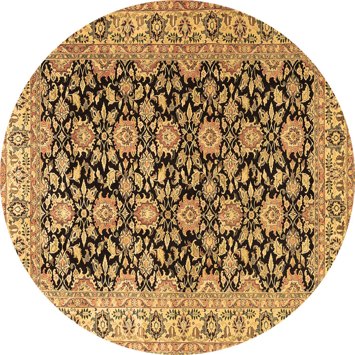 Round Machine Washable Persian Brown Traditional Rug, wshtr3690brn