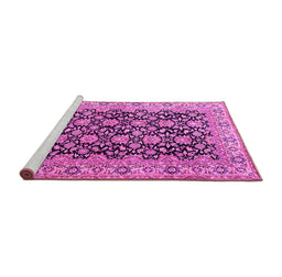 Sideview of Machine Washable Persian Pink Traditional Rug, wshtr3690pnk