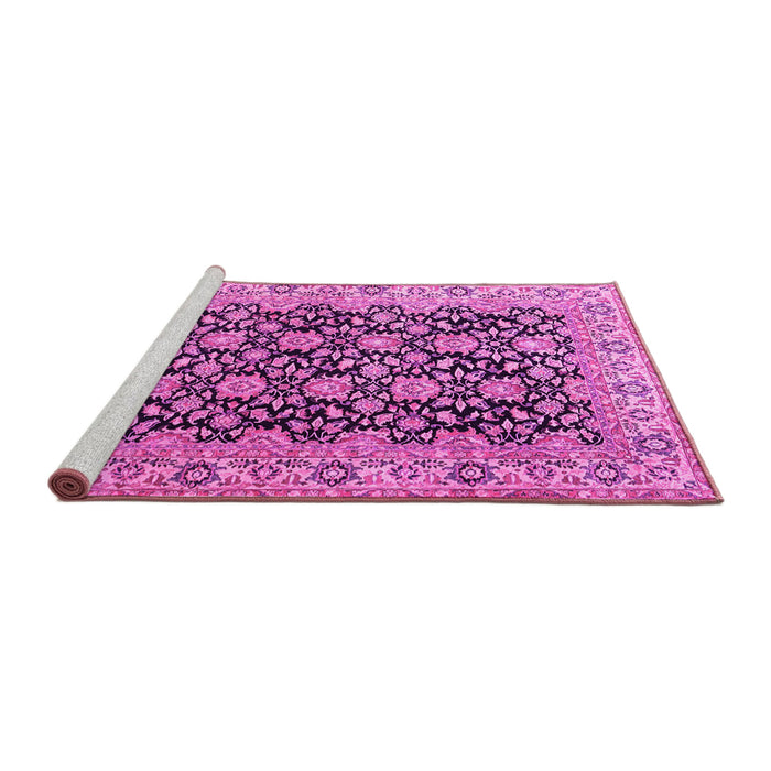 Sideview of Machine Washable Persian Pink Traditional Rug, wshtr3690pnk
