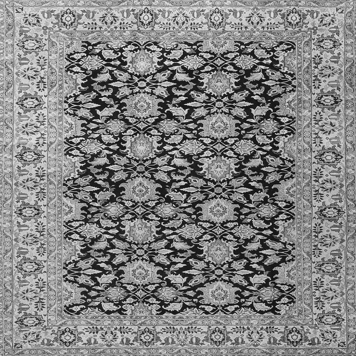 Round Machine Washable Persian Gray Traditional Rug, wshtr3690gry