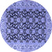 Round Machine Washable Persian Blue Traditional Rug, wshtr3690blu