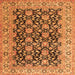 Round Machine Washable Persian Orange Traditional Area Rugs, wshtr3690org